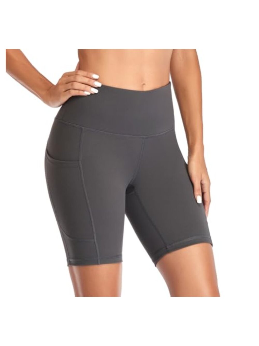 High Waisted Biker Shorts with Pockets Yoga Workout Gym Running